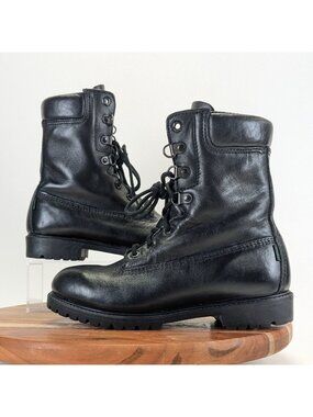 Vintage Rocky Alphaforce Men's Size 8 Combat Leather Black Work Boots RB800